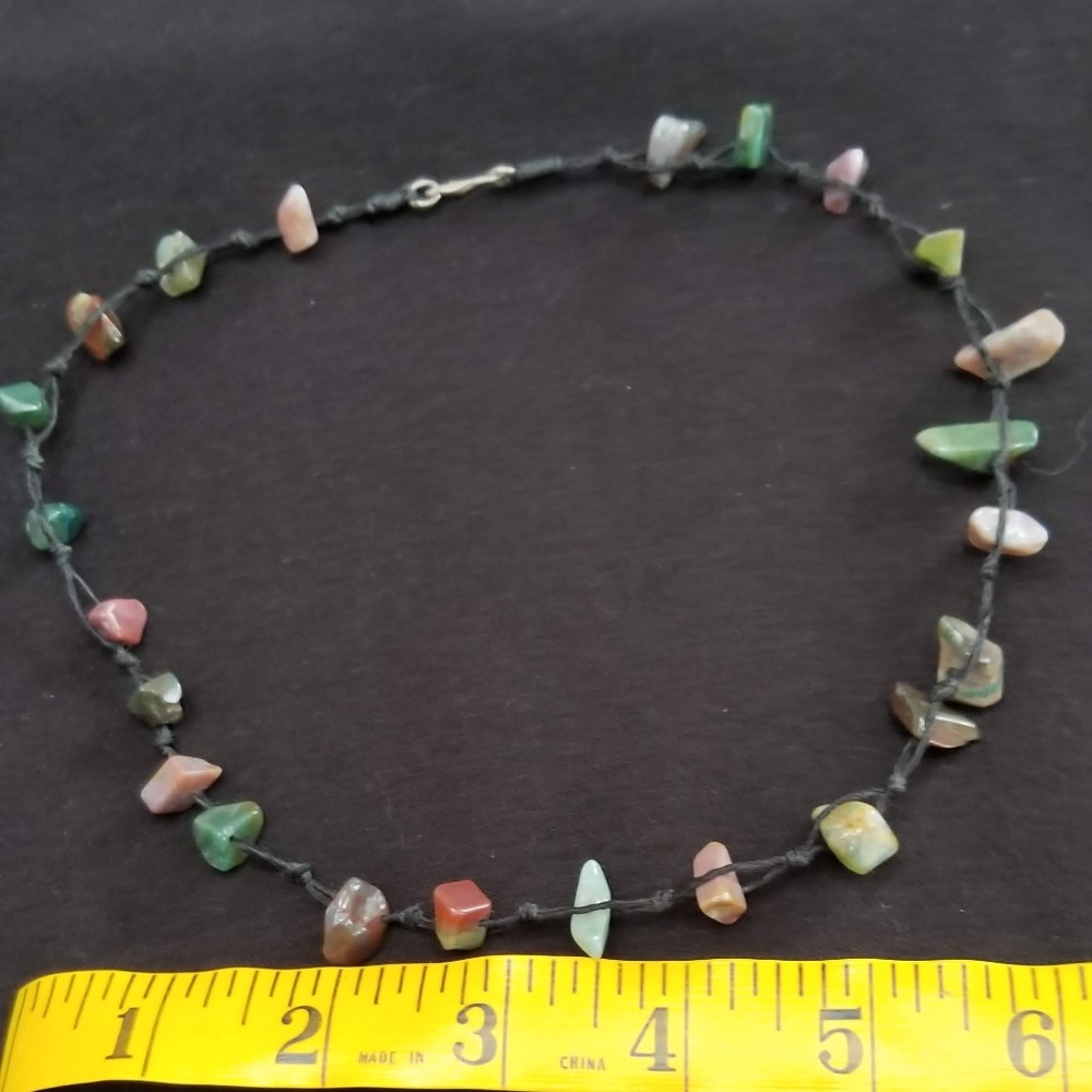 Black chord and stone necklace